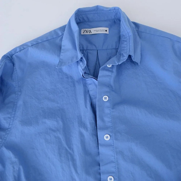 Zara Blue Full Length Button Up Dress w/ Belt Midi Dress Size XS - Picture 13 of 13